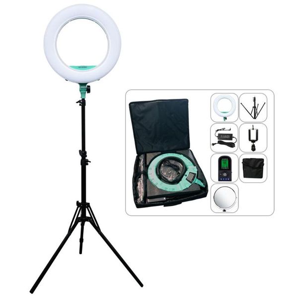 

flash heads yidoblo ax-480eii lcd screen rc makeup tattoo pography ring lamp 18" 240pcs led light bio-color adjustable kit
