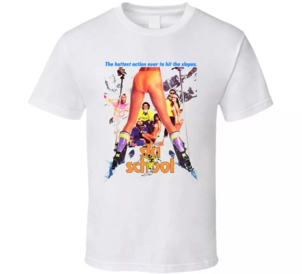 

ski school 80s teen comedy movie funny fan t shirt, White;black