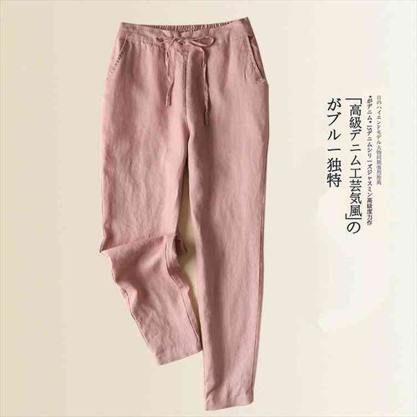 

summer fashion cotton linen womens pants pencil korean plus size girls slim loose trousers women casual lace up capri, Black;white