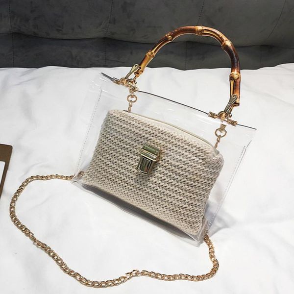 

bags female women's fashion beach handbag crossbody for women transparent two-piece suit bag shoulder evening