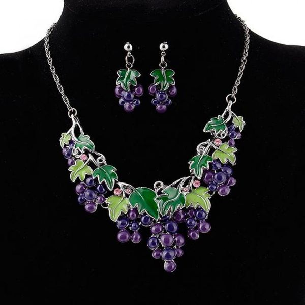 

earrings & necklace grape-shape jewelry sets for women party set jewellery earings cf2530, Silver