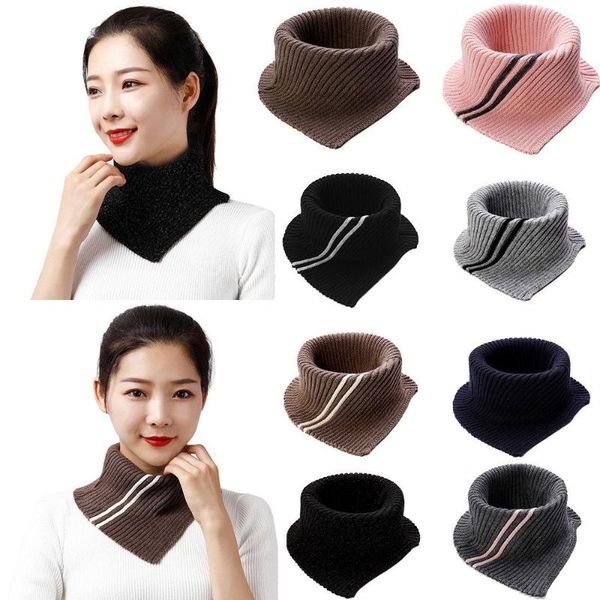 

scarves snowstorm bib plus velvet comfortable lapel warm high collar solid color knitted fake scarf unisex, Blue;gray
