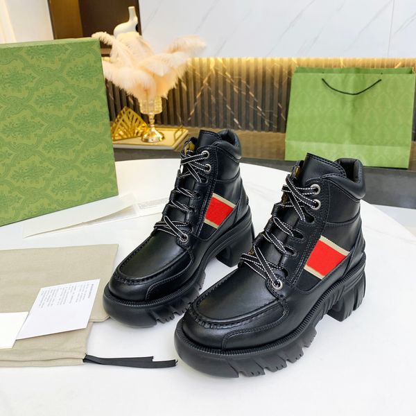 

designers ladies long socks boots women interlocking double g jacquard striped ankles boot fashion autumn winter thick sole embroidered prin, Black