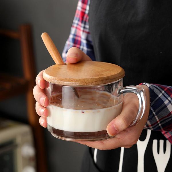 

wine glasses 450ml transparent glass cups-1gal milk cup-mug-flower tea cup-coffee cup with lid-oatmeal microwave