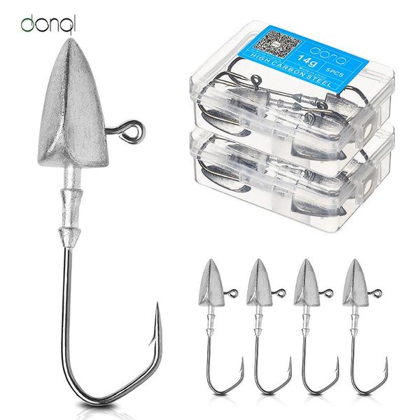 

5pcs/box lead sink fishing hook jig head barbed triangle for carp soft bait worm fishook tackle accessories hooks