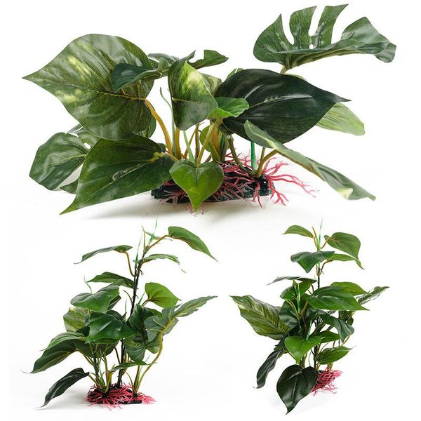 

sizes artificial green fake plastic plant aquarium ornament fish tank decor decorations