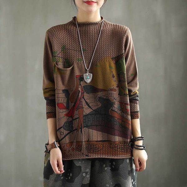 

women's sweaters women spring autumn korea style round neck long sleeve vintage girl and hometown printing knitted female casual oversi, White;black
