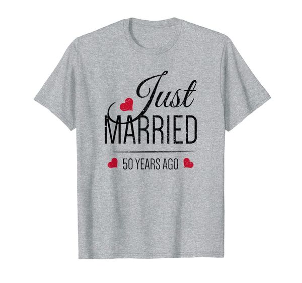 

50th wedding anniversary t-shirt - just married 50 years ago, White;black