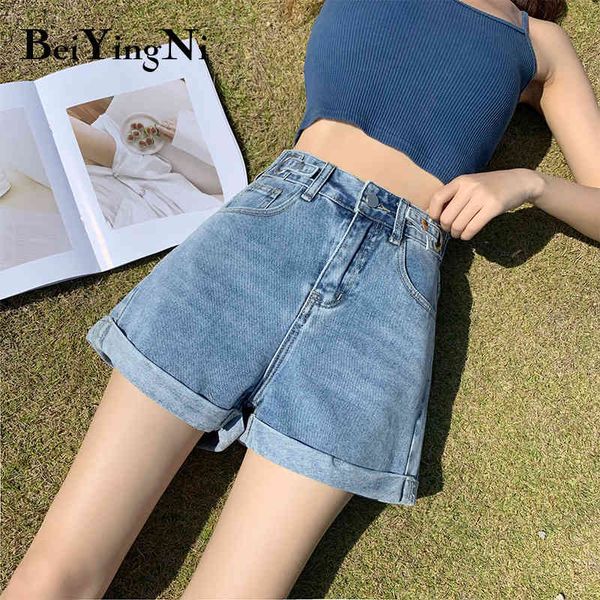 

high waist wide leg shorts jeans womens crimping short cowboys slim oversized denim street korean clothes 210427, White;black