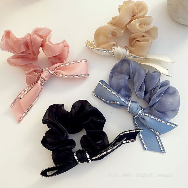 

rhinestone butterfly hair rope fashion girl's heart tied horsetail headdress, Pink