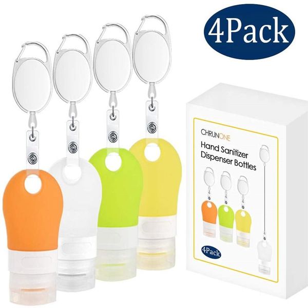

pcs portable hand sanitizer dispenser travel bottles empty bottle for toiletries with stretchable lanyard squeezable container storage & jar