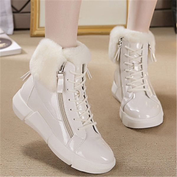 

2021 new winter women snow ankle boots waterproof ins light female cotton shoes platform fashion fur snow ankle boots 1, Black