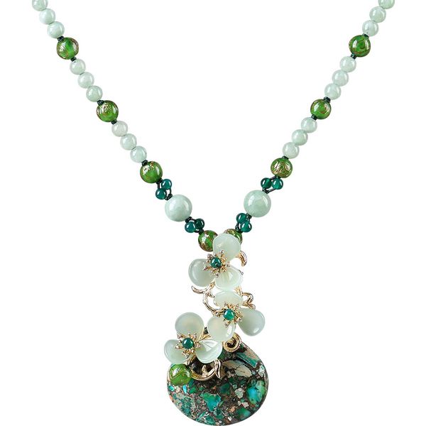 

xianlan368 female long sweater chain buckwheat piece of jade pendant necklace pendant ornament deserve to act the role of the, Silver