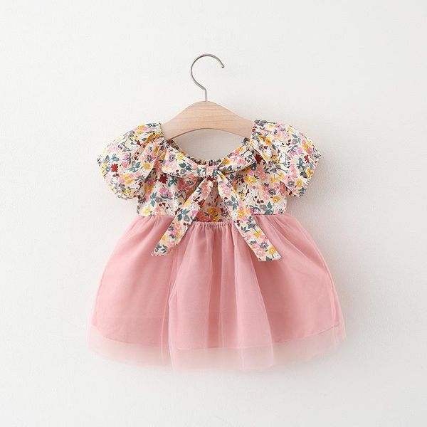 

summer girls' back openwork dress girl's dresses, Red;yellow