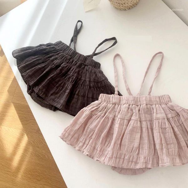 

skirts 2021 born kids baby girls clothes solid ruffle for summer strap suit cotton princess skirt outfits1, Blue