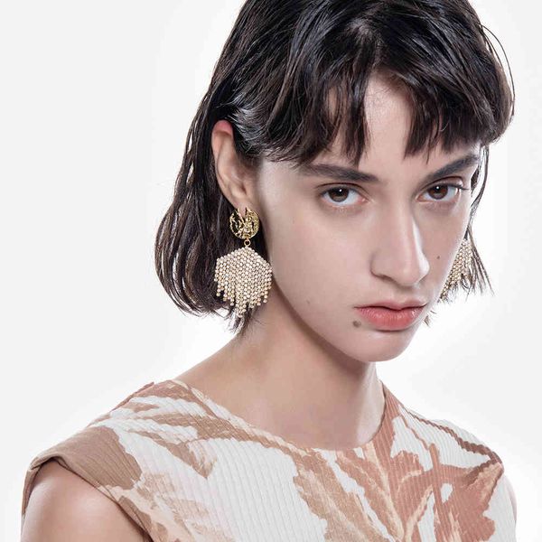 

enfashion zircon tassel wedding earrings women gold color statement dangle earring 2021 pendientes fashion jewelry e211236, Silver