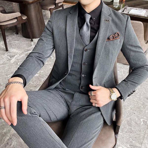 

autumn and winter 2021 men's suit three piece bridegroom's man dress one button non iron suits & blazers, White;black