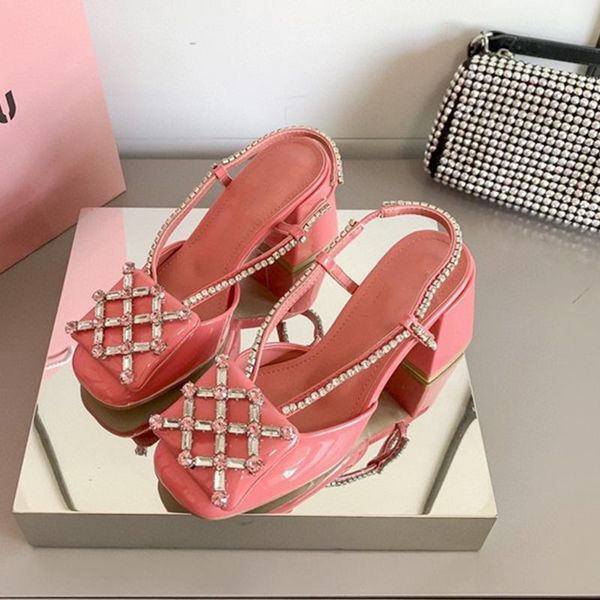 

sandals fashion rhinestone high heel for women 2021 crystal square toe shoes ladies party wedding pumps, Black