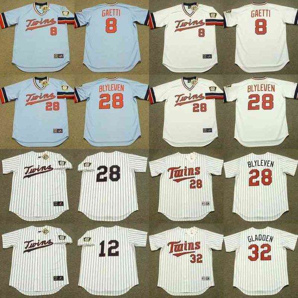 

minnesota 8 gary gaetti 28 bert blyleven 12 cesar tovar 32 dan gladden baseball jersey, Black