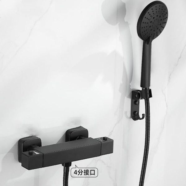 

thermostatic shower set black/chrome brass wall mounted bathroom mixer valve spray-head accessories sets