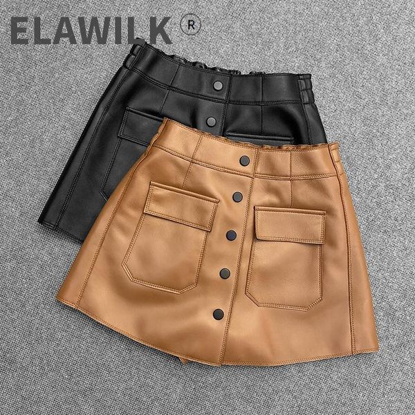 

women's shorts spring autumn sheepskin real leather short pants fashion casual genuine pockets pantskirt c634, White;black