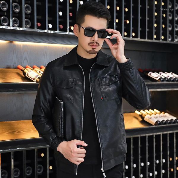 

men's jackets men autumn all-match leather jacket zipper simplicity fashion denim casual loose breathable trend slim handsome streetwea, Black;brown