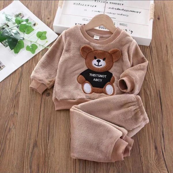 

clothing sets winter pajamas baby set kids cartoon sleepwear fleece boys girls animal pyjamas pijamas, White