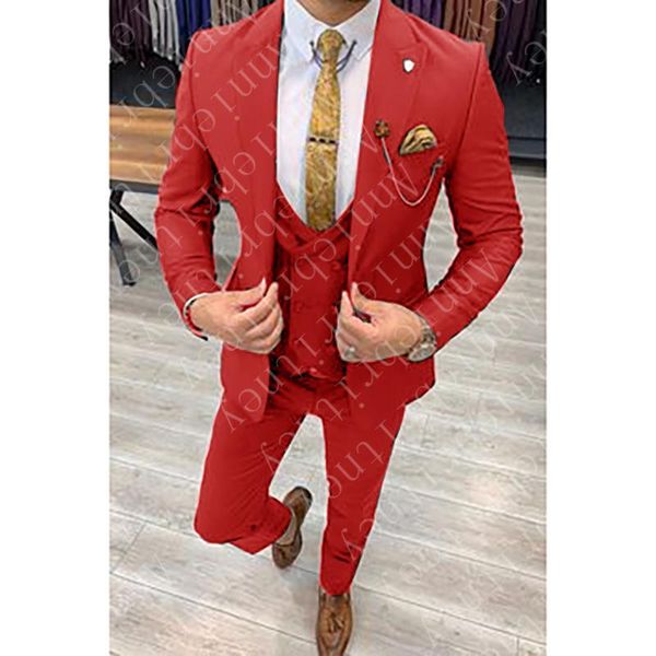 

men's suits & blazers red costume homme slim fit men 3 pcs wedding tuxedos groom prom blazer hombre terno masculino jacket+pants+vest, White;black