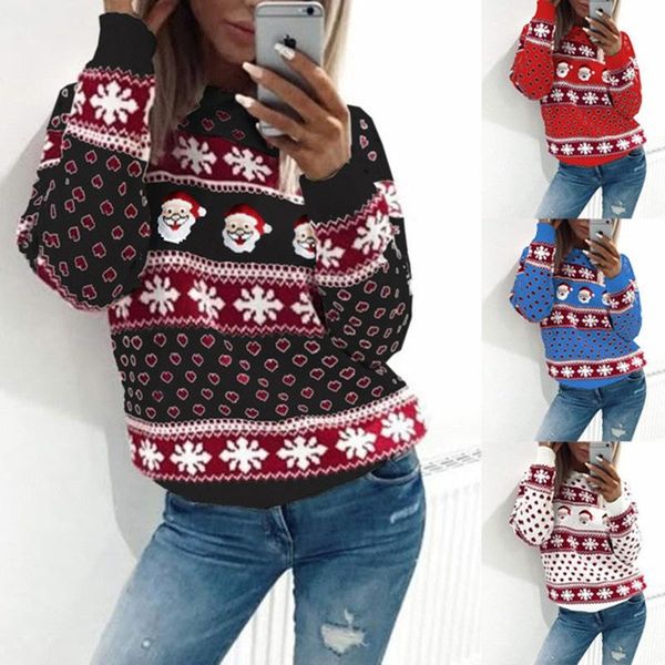 

neck sweaters long sleeve christmas print autumn winter female fashion jumper basic soft knitted women's, White;black