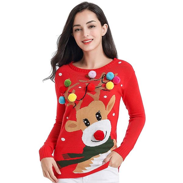 

christmas elk sweater female autumn and winter tongxiang, White;black