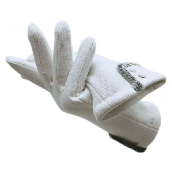 

winter ladies fashion gloves lycra fabric thick coral fleece lining white warm outdoor driving riding sports plus fer five fingers, Blue;gray