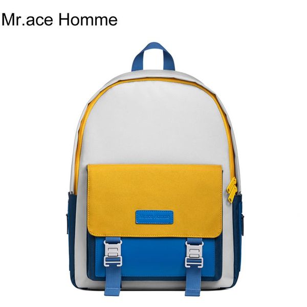 

backpack mah brand colorblock printed schoolbag for girl lapwomen waterproof school boy travel college bag men