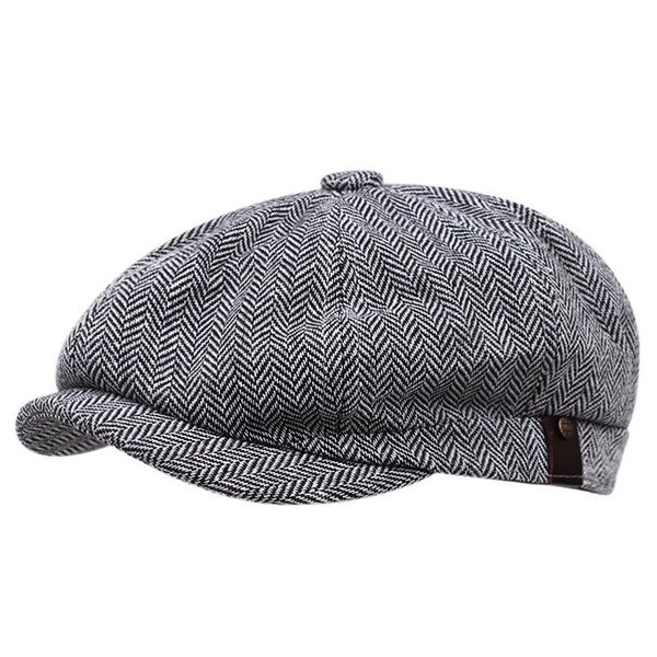 

berets fashion plaid beret versatile classic with a little elastic hats three men's casual hat caps, Blue;gray