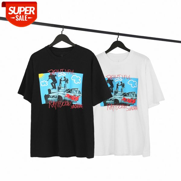 

travis scott part3 tour rap hip-hop high street oversized version of short-sleeved t-shirt #9i74, White;black