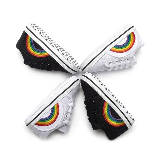 

first walkers born baby boy girl rainbow print sneakers crib shoes faux leather infant toddler