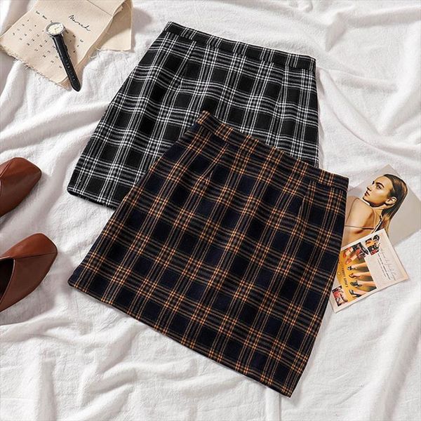 

summer plaid spring a line womens skirts preppy short cotton high waist tartan mini skorts yellow black check