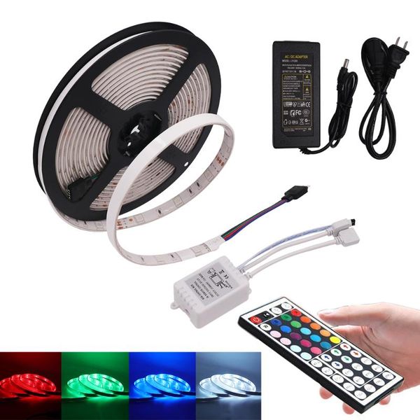 

strips rgb led strip light 12v 30led/m lights flexible sponge tape light+ 44key remote controller+ power adapter eu/us/uk/au