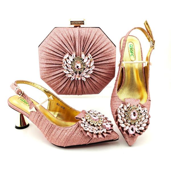 

dress shoes italian design 2021 est fashion pink color crystal luxury and noble elagant ladies bag set for party, Black