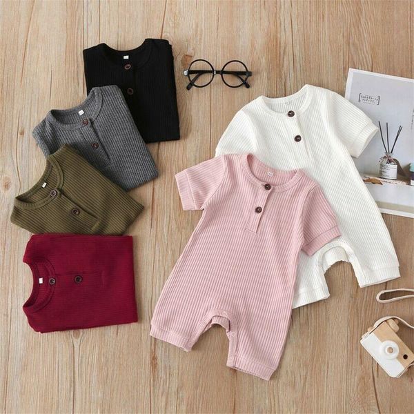 

jumpsuits born infant baby boy girl cotton clothes solid romper jumpsuit knitted ribbed playsuit spring autumn outfit 0-18 months, Blue