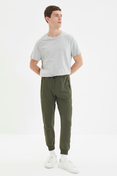 

running pants trendyol men 's regular fit printed zipper pockets sweatpants tmnaw22ea0487, Black;blue