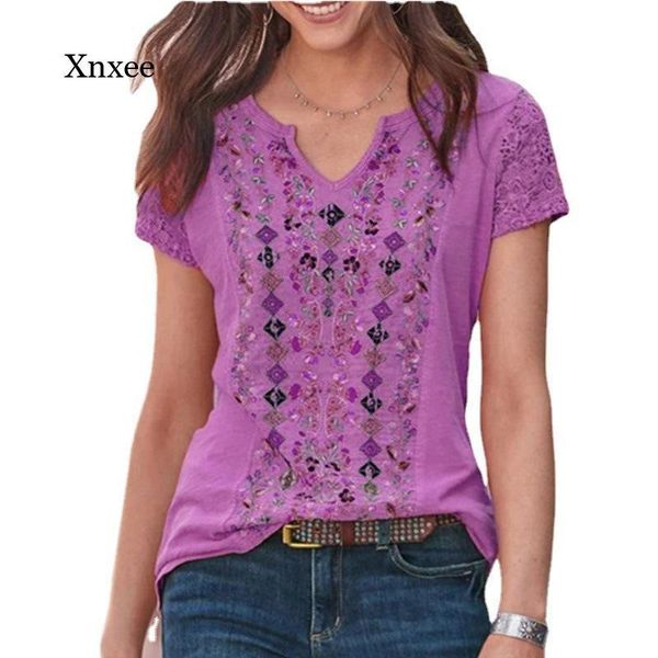 

women's t-shirt v-neck short sleeve summer fashion tunic women vintage print female casual plus size pullover tees mujer camisetas, White
