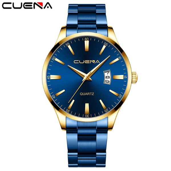 

wristwatches cuena 890 steel band calendar casual sports men quartz waterproof watch fashion trend business male, Slivery;brown