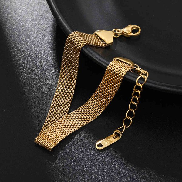 

stainless steel bracelet for women mesh hand chain jewelry, Golden;silver