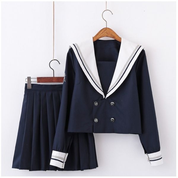 

jk college skirt style 2 soft girl sailor japanese school class uniform cute navy suit, Red;black