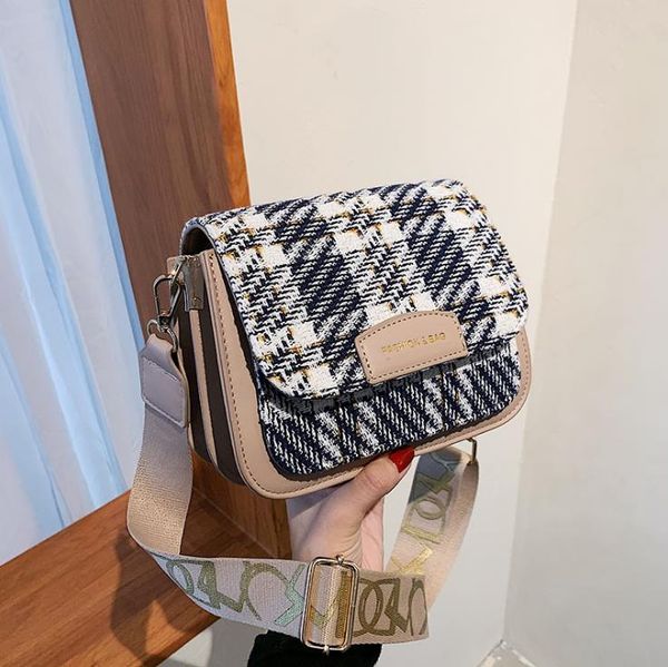 

plaid bag autumn hit color messenger bags simple fashion one-shoulder handbag