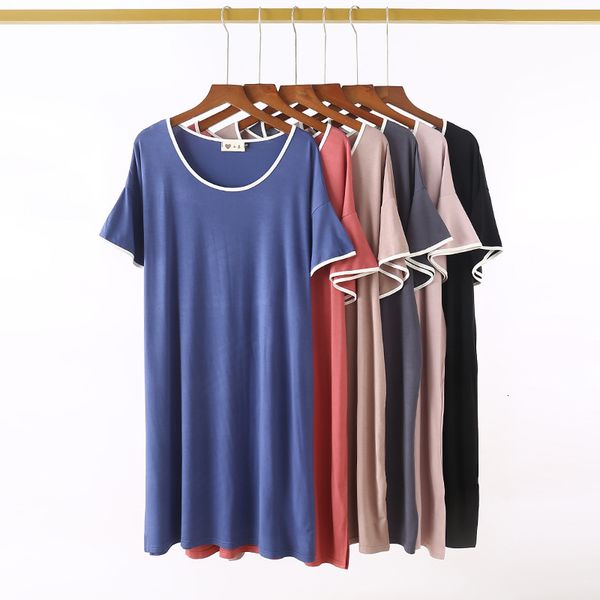 

casual female mini loose extension modal shirt dress plus size wl23, Black;gray