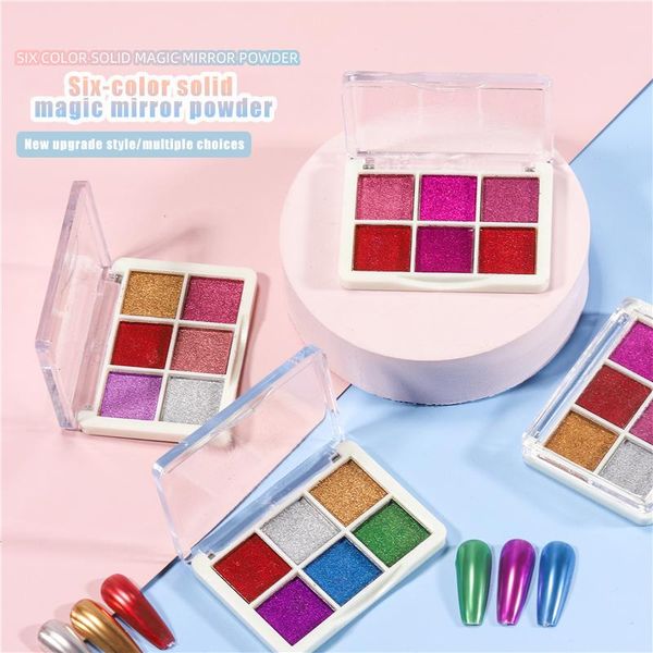 

nail glitter 6 colors tyrant gold art solid powder set mirror laser titanium non-flying diy decoration tslm1, Silver;gold