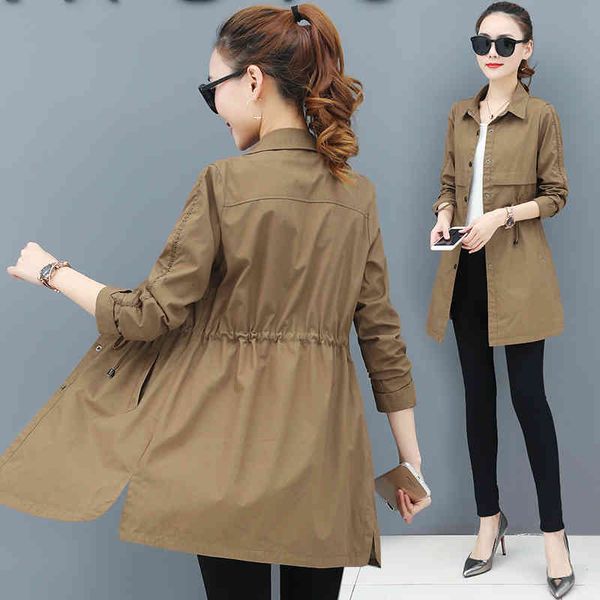

casual dresses women spring autumn korean elegante windbreaker plus size long thin trench coat fashion loose overcoat female abrig, Black;gray