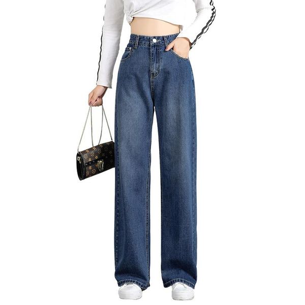 

women's jeans women wide leg loose denim blue pant 2021 female long trousers high waist pants mom korean style