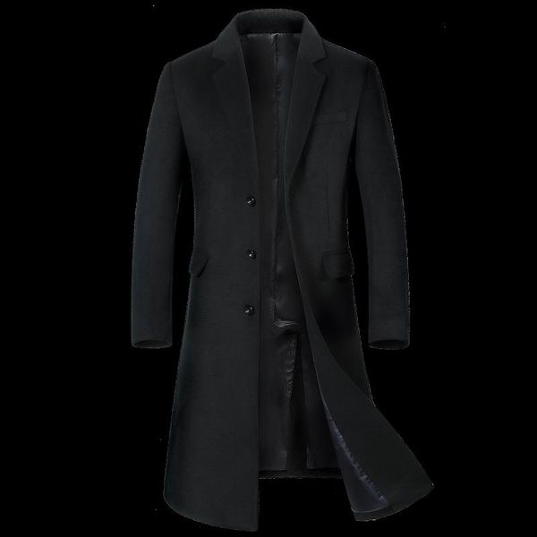 

men's wool & blends a long jacket below the knee,winter woolen coat, coat windbreaker, men coats,, ,long, Black